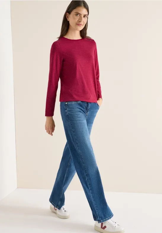 Thumbnail - Cecil Damen Shirt mit tonalen Streifen in Rot, Gr: L