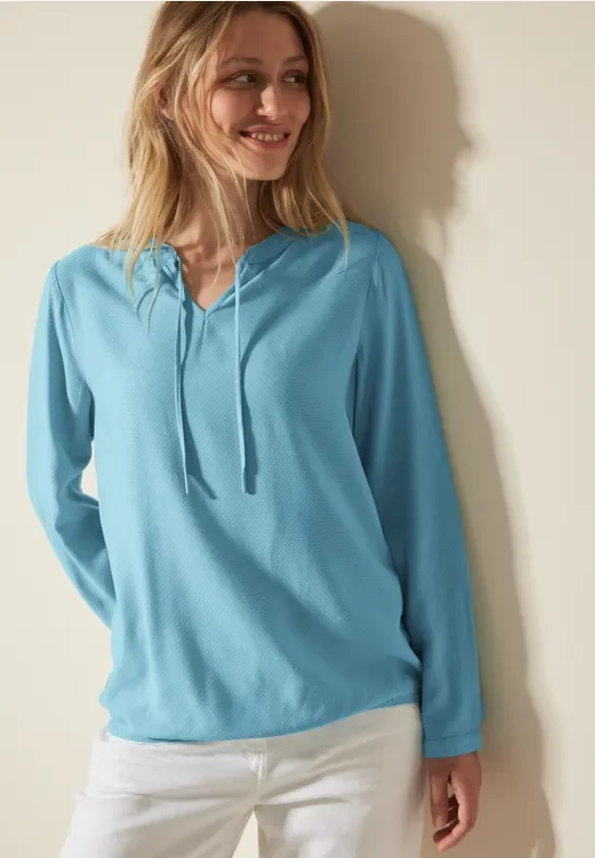 Cecil Damen Bluse mit elastischem Saum in Blau, Gr: L