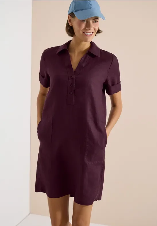 Cecil Damen Knielanges Kleid aus Leinen in Rot, Gr: XXL