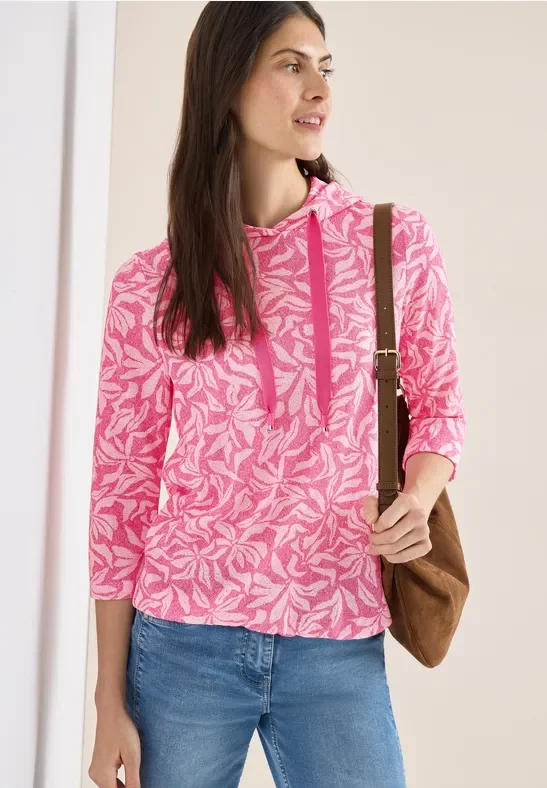 Cecil Damen Two-Tone Hoodie-Shirt in Pink, Gr: M