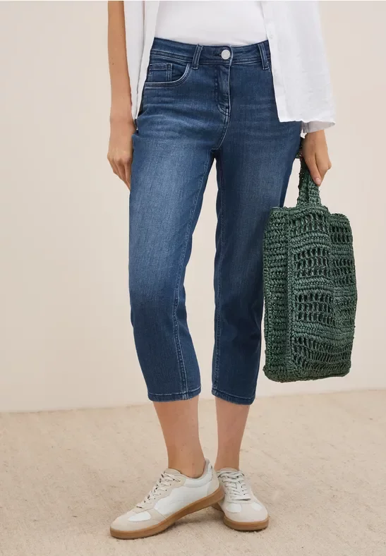 Cecil Damen 3/4-Jeans im Casual Fit in Blau, Gr: 25