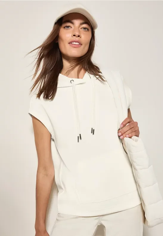 Cecil Damen Kurzarm Sweatshirt in Weiß, Gr: XXL