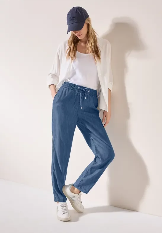 Cecil Damen Lyocell Hose in Blau, Gr: L