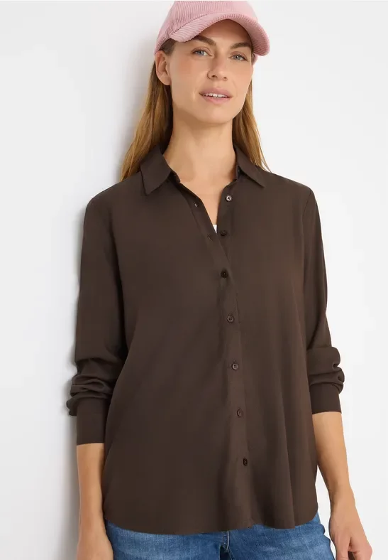 Cecil Damen Hemdbluse in Unifarbe in Braun, Gr: L