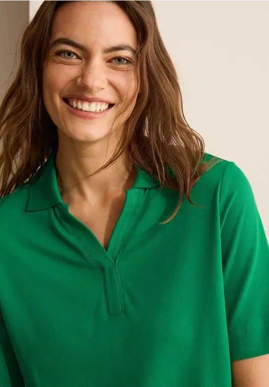 Cecil Damen Piqué Poloshirt in Grün, Gr: XS