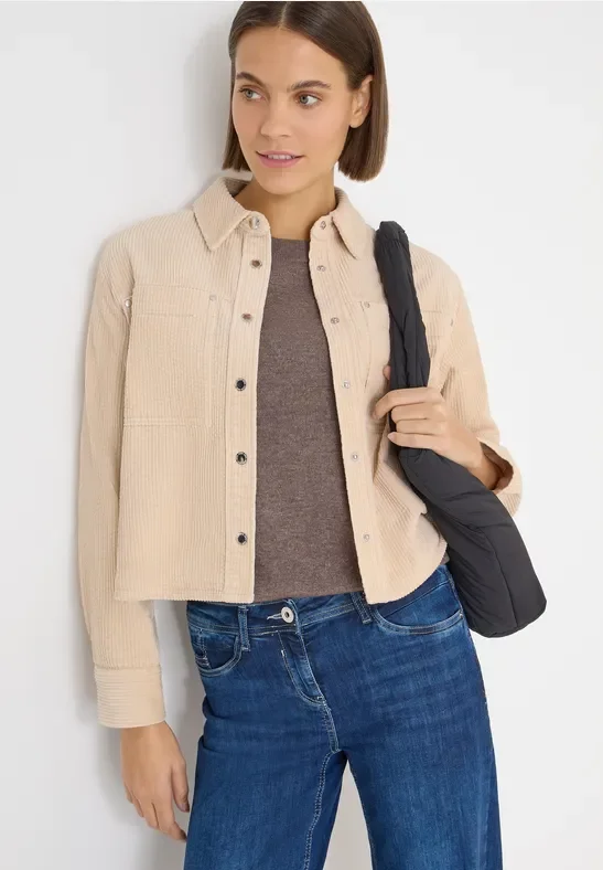 Cecil Damen Sportive Cord-Jacke in Beige, Gr: S