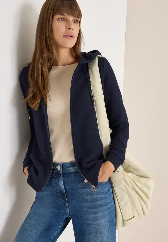 Cecil Damen Leichte Hoodie Jacke in Blau, Gr: 3XL