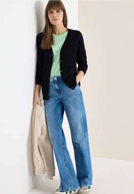 Cecil Damen Basic Cardigan in Schwarz, Gr: 3XL