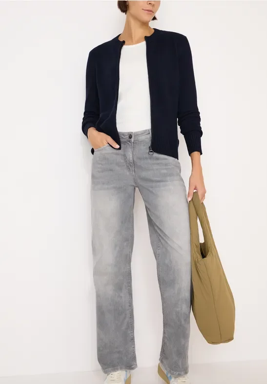 Cecil Damen Cosy Cardigan mit Zipper in Blau, Gr: S