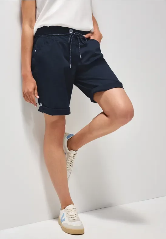 Thumbnail - Cecil Damen Shorts mit Tunnelzug in Blau, Gr: 32