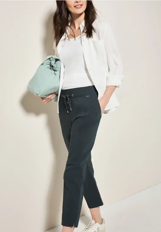 Thumbnail - Cecil Damen Hose im Casual Fit in Grün, Gr: XXL