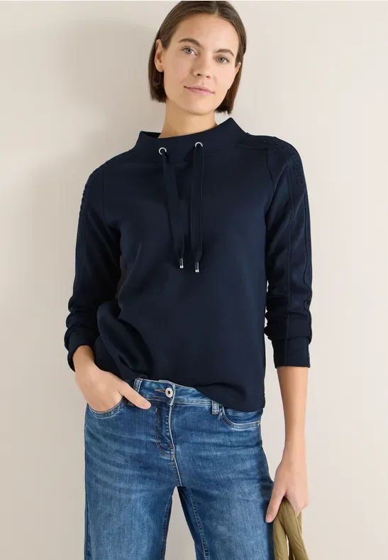 Cecil Damen Sweatshirt mit Detail in Blau, Gr: XXL