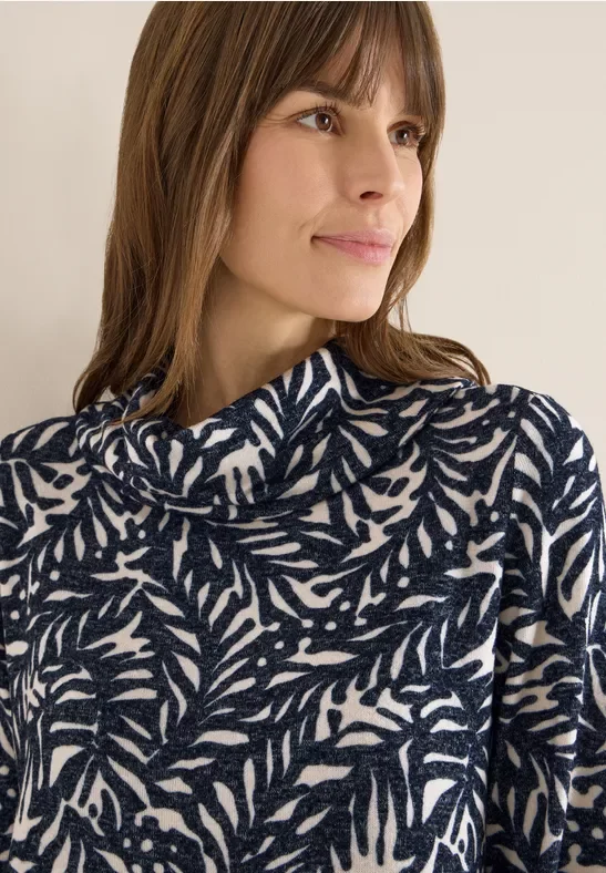 Cecil Damen Two-Tone Shirt in Blau, Gr: XS