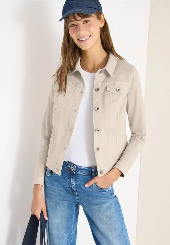 Cecil Damen Jeansjacke mit Brusttaschen und Knöpfen in Beige, Gr: XS