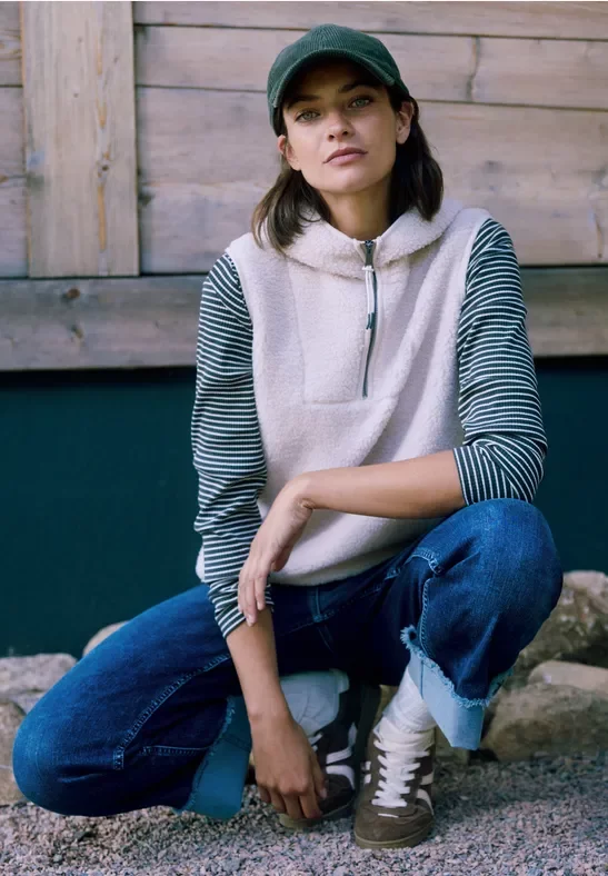 Cecil Damen Teddy Troyer Weste in Weiß, Gr: XXL