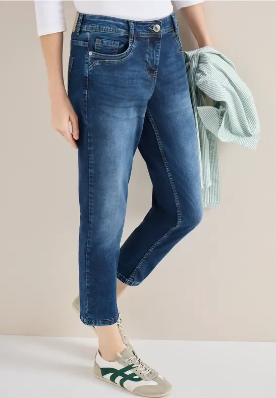 Cecil Damen Slim Leg Jeans in Blau, Gr: 34