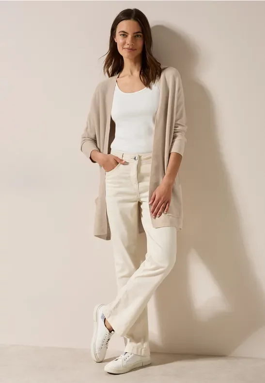 Cecil Damen Offener Feinstrick Cardigan in Beige, Gr: XS