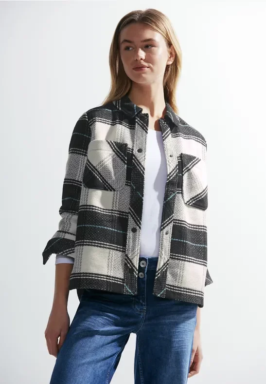 Cecil Damen Karierte Übergangsjacke in Schwarz, Gr: XL