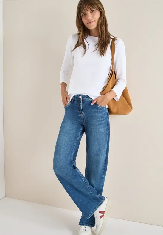 Thumbnail - Cecil Damen Basic U-Boot Shirt in Weiß, Gr: L