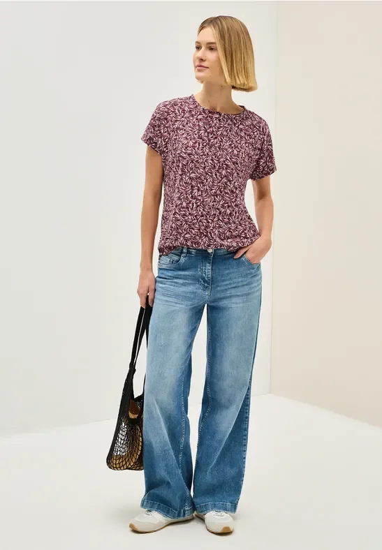 Cecil Damen Ausbrenner Shirt mit Print in Rot, Gr: L