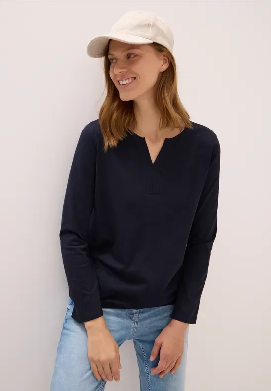 Cecil Damen Shirt im Tunika-Look in Blau, Gr: XL