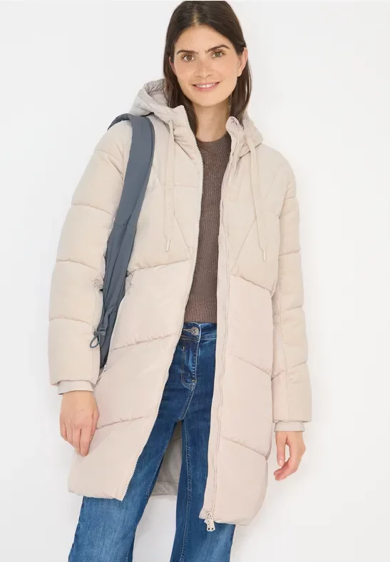 Thumbnail - Cecil Damen Puffer Mantel mit Cordmix in Weiß, Gr: S