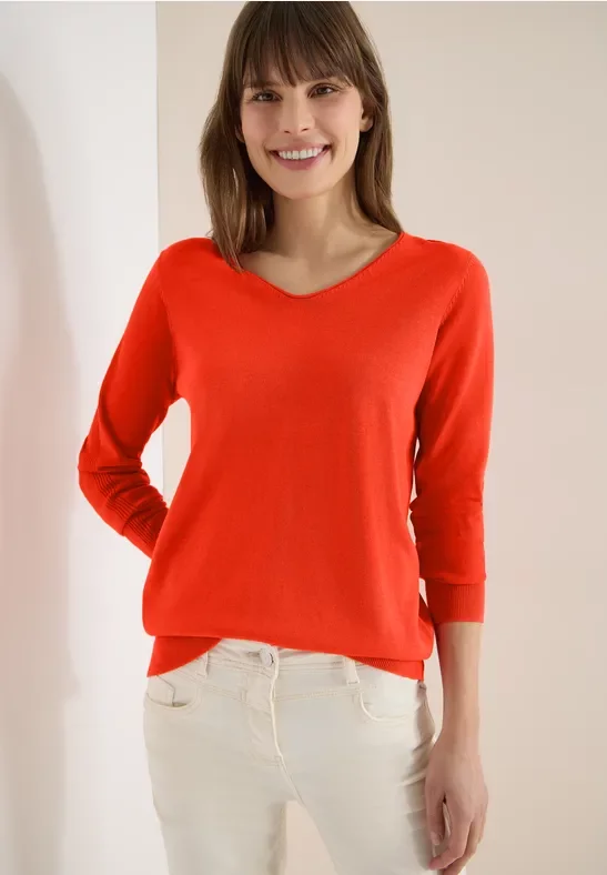 Cecil Damen Basic Pullover in Orange, Gr: S