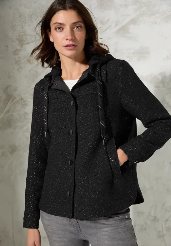 Thumbnail - Cecil Damen Overshirt mit Kapuze in Schwarz, Gr: XS