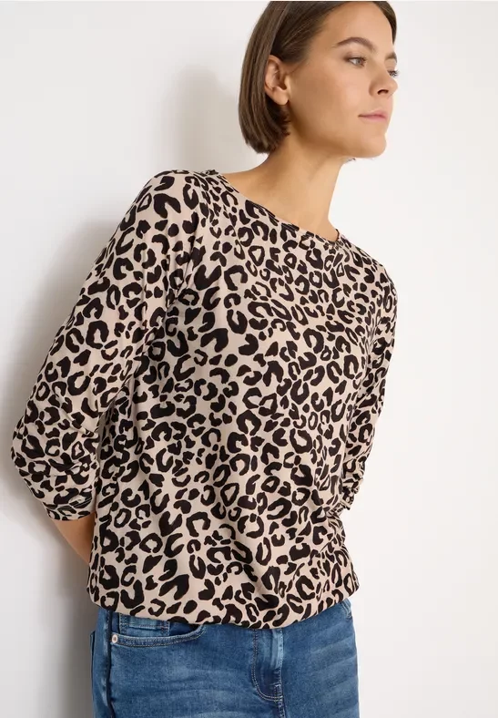Cecil Damen Gemustertes Shirt in Beige, Gr: XXL