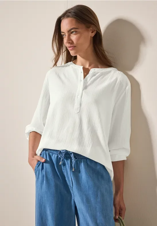 Cecil Damen Strukturbluse in Weiß, Gr: M