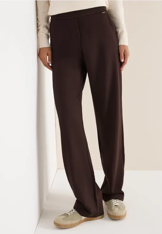 Thumbnail - Cecil Damen Straight Leg Hose in Braun, Gr: XXL