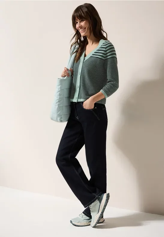 Cecil Damen Strukturmix Cardigan in Grün, Gr: XL