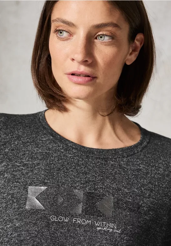 Thumbnail - Cecil Damen Melange-Look Shirt in Schwarz, Gr: XXL