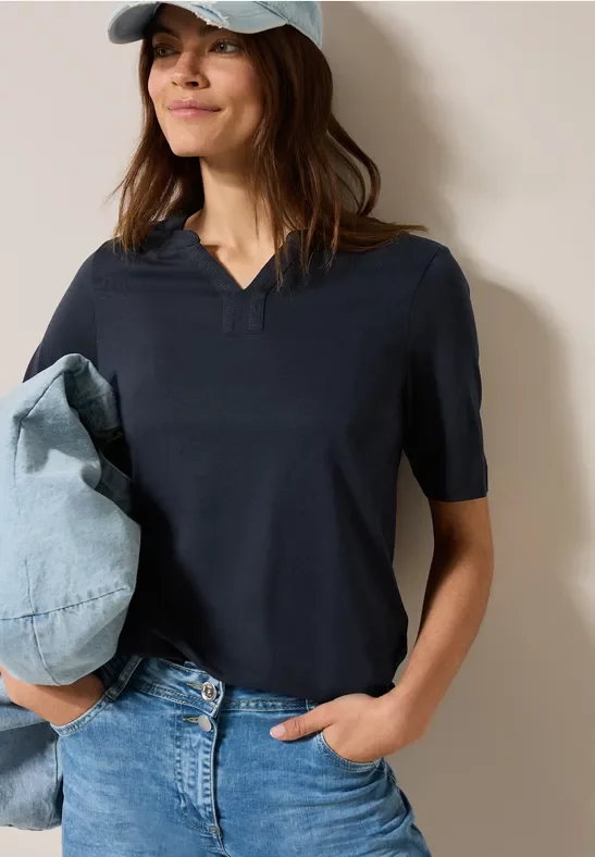 Thumbnail - Cecil Damen Shirt im Tunika-Look in Blau, Gr: XS