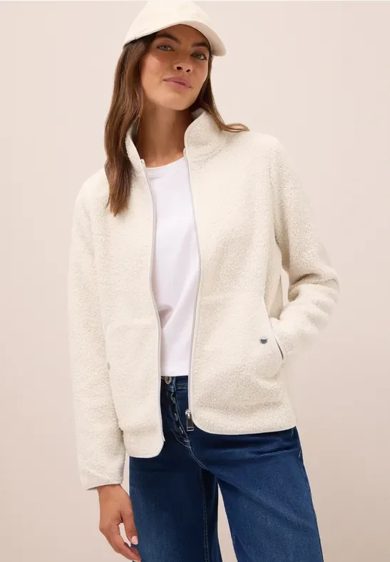 Thumbnail - Cecil Damen Softe Jacke mit Zipper in Weiß, Gr: XXL