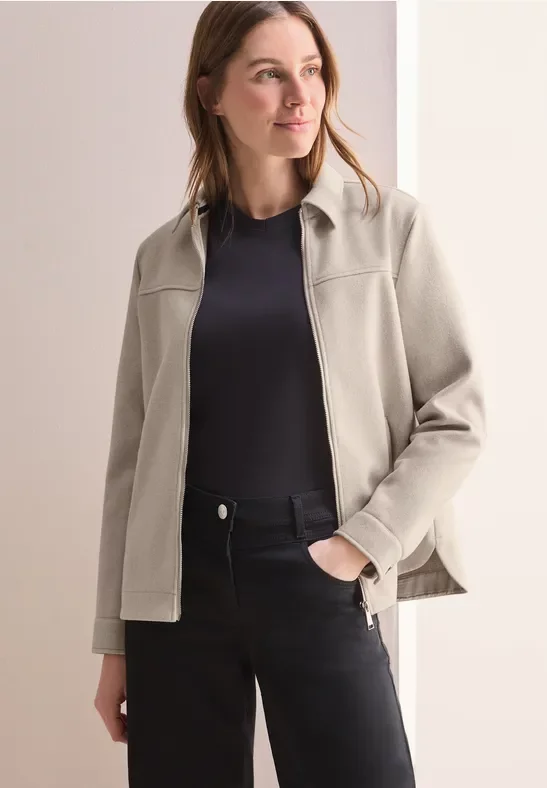 Cecil Damen Kuschelige Jacke in Beige, Gr: XXL