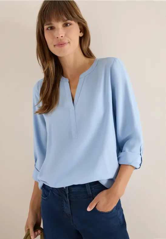 Cecil Damen Bluse in Unifarbe in Blau, Gr: 3XL