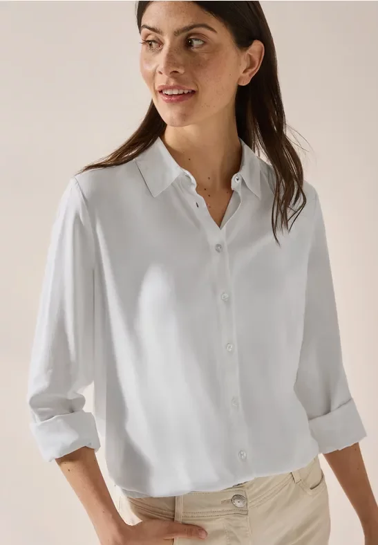 Cecil Damen Hemdbluse in Unifarbe in Weiß, Gr: XXL