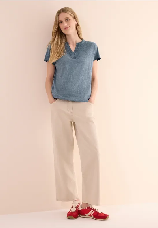 Cecil Damen T-Shirt in Washed-Optik in Blau, Gr: S