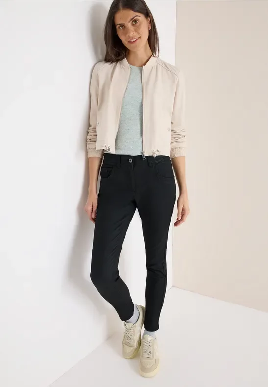 Thumbnail - Cecil Damen Hose im Leder-Look in Schwarz, Gr: 25