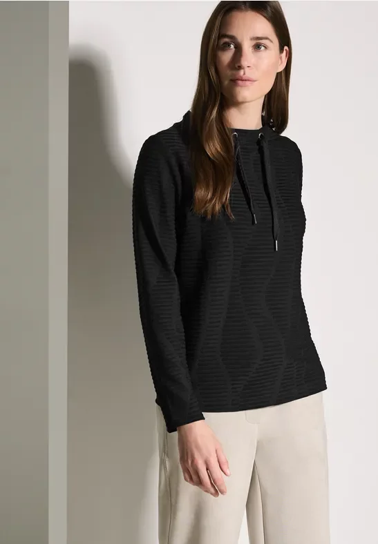 Cecil Damen Strukturshirt in Schwarz, Gr: XS