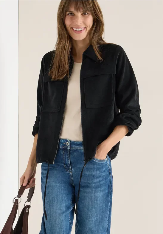 Cecil Damen Cordjacke mit Tunnelzug in Schwarz, Gr: M