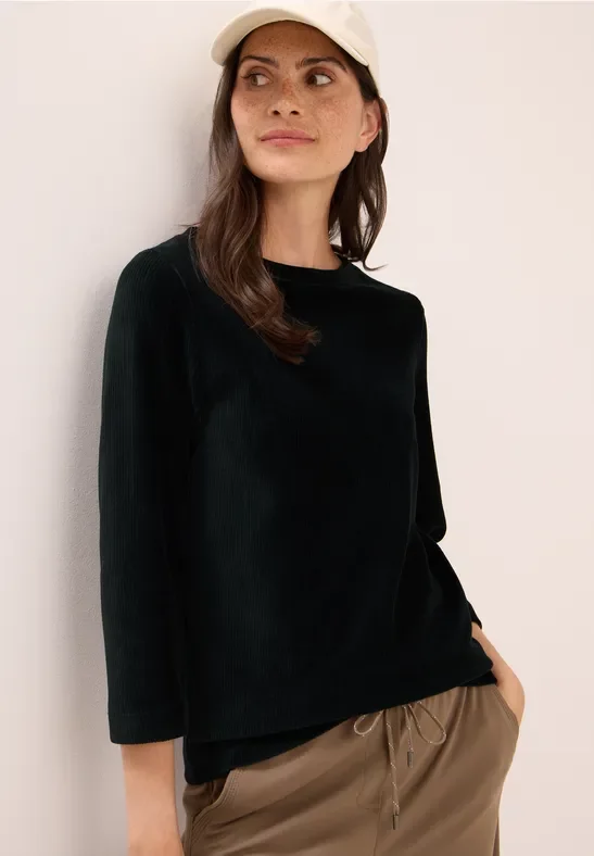 Thumbnail - Cecil Damen Cordshirt in Unifarbe in Grün, Gr: XS