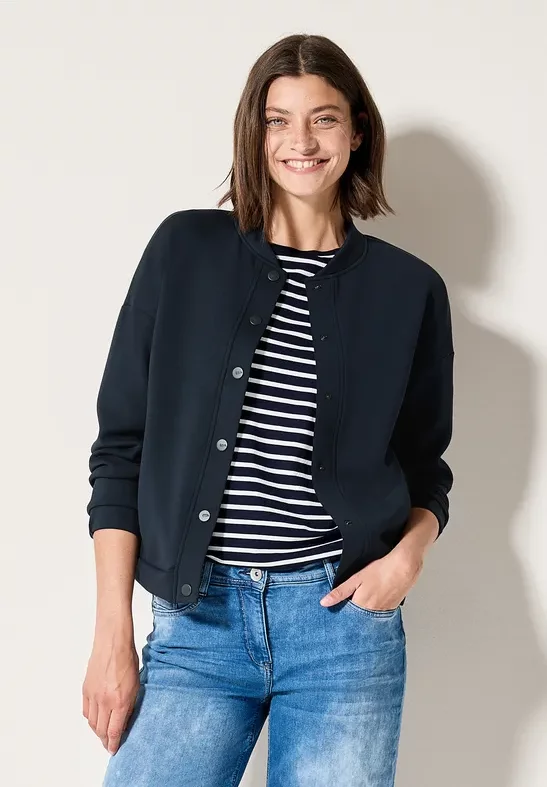 Cecil Damen Silk-Touch Blouson in Blau, Gr: XXL