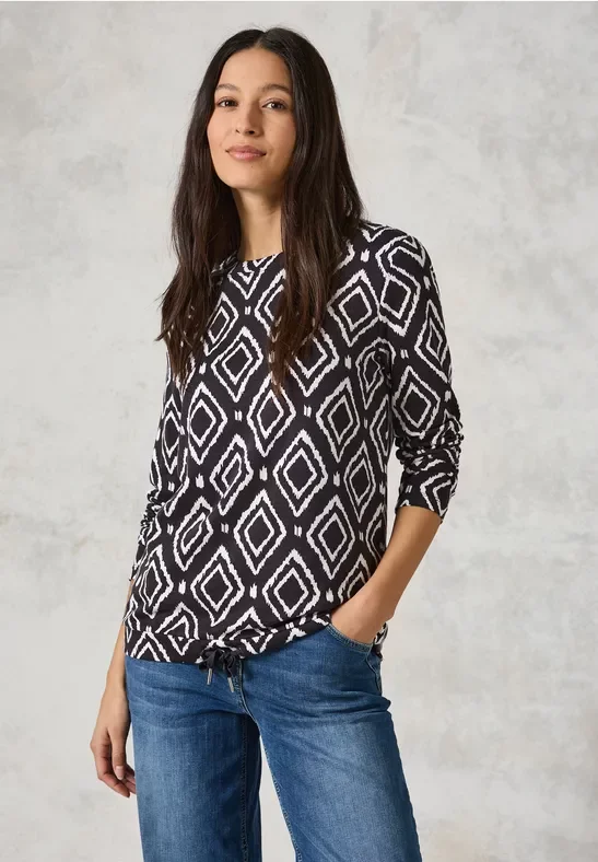 Cecil Damen Bedrucktes Langarmshirt in Grau, Gr: S