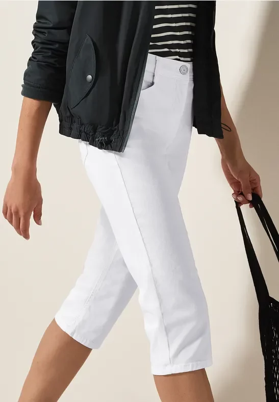 Cecil Damen Capri Jeans in Weiß, Gr: 33