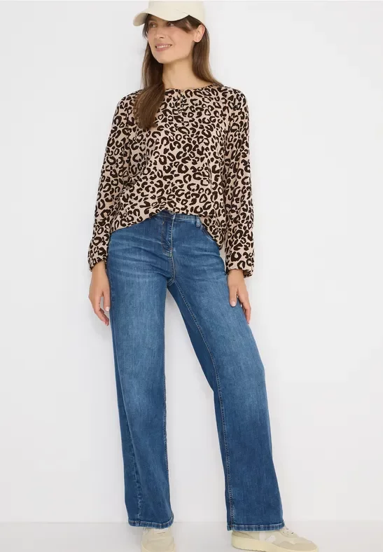 Cecil Damen Gemusterte Bluse in Beige, Gr: 3XL