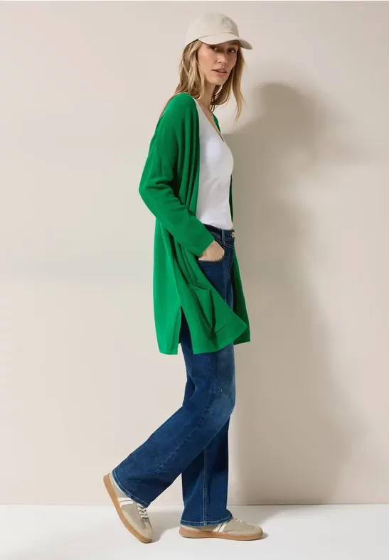 Cecil Damen Offener Feinstrick Cardigan in Grün, Gr: M