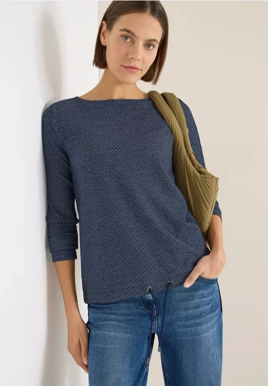 Thumbnail - Cecil Damen Two-Tone Strukturpullover in Blau, Gr: S