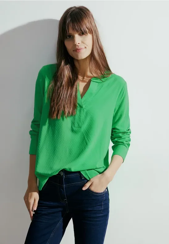 Cecil Damen Dobby Longbluse in Grün, Gr: XXL